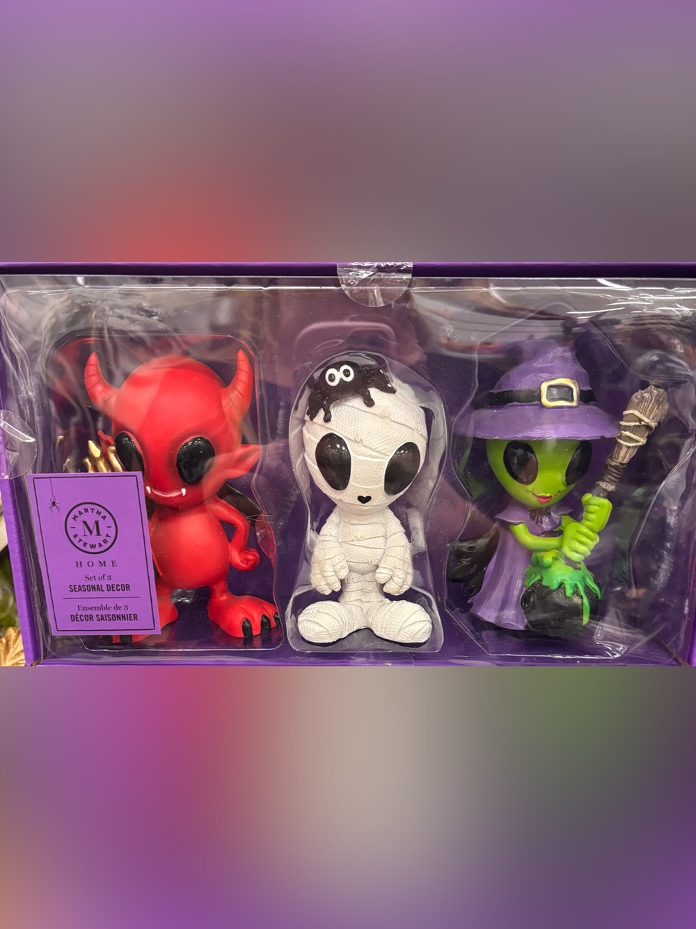 Halloween mummy witch & devil statues